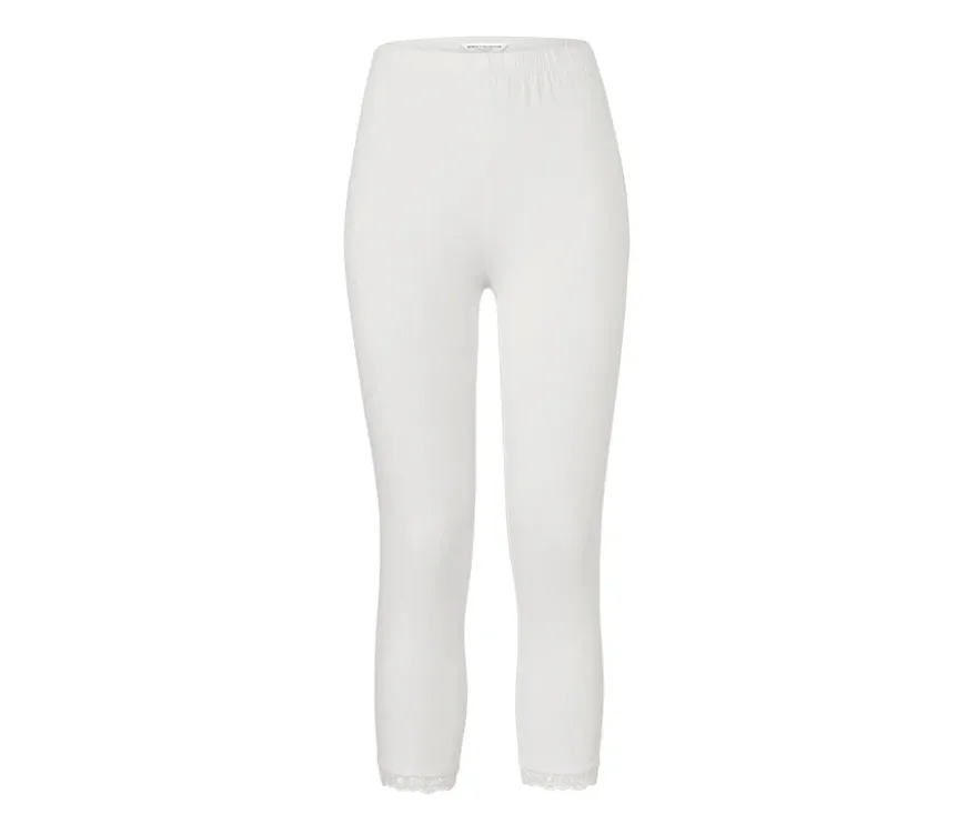 3/4-Leggings mit Spitzenborte, weiß