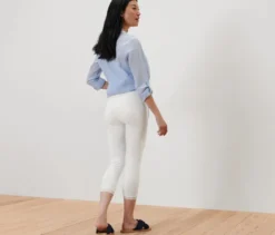 3/4-Leggings mit Spitzenborte, weiß