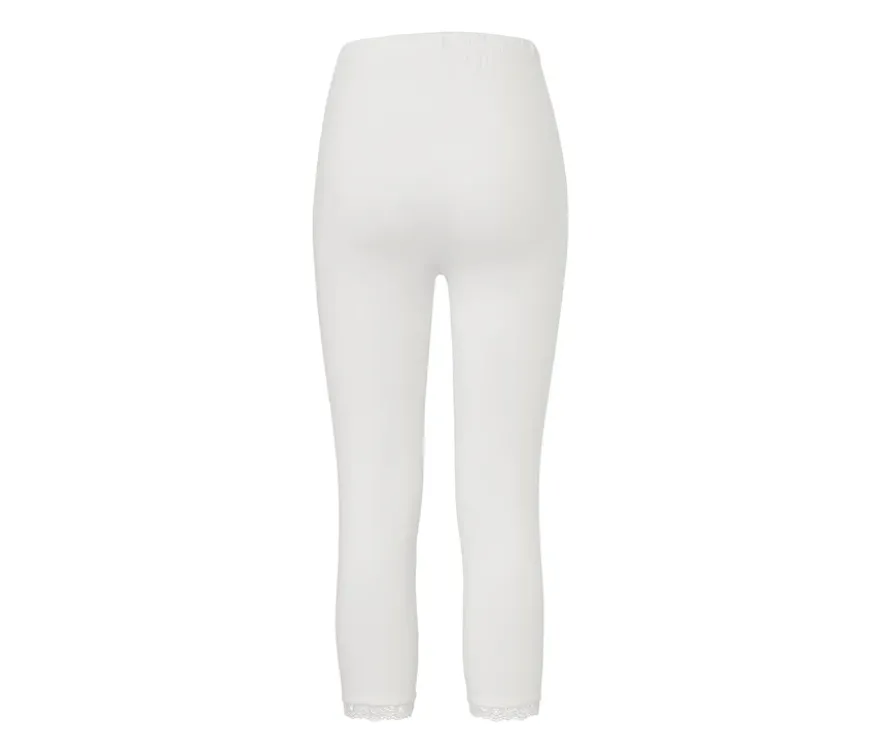 3/4-Leggings mit Spitzenborte, weiß