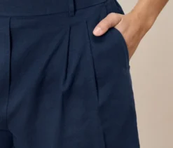 Leinen-Bermuda-Shorts, dunkelblau