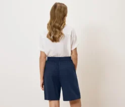 Leinen-Bermuda-Shorts, dunkelblau