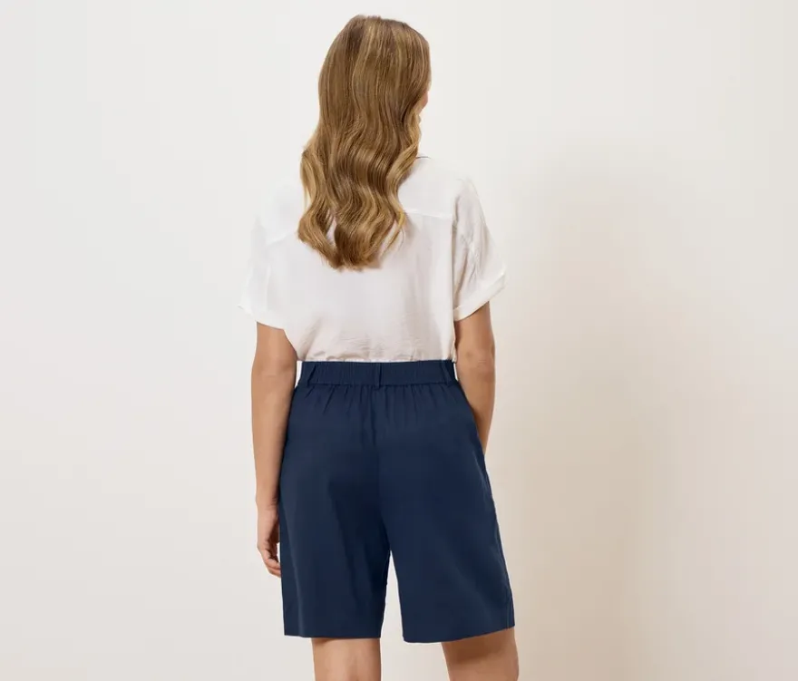 Leinen-Bermuda-Shorts, dunkelblau