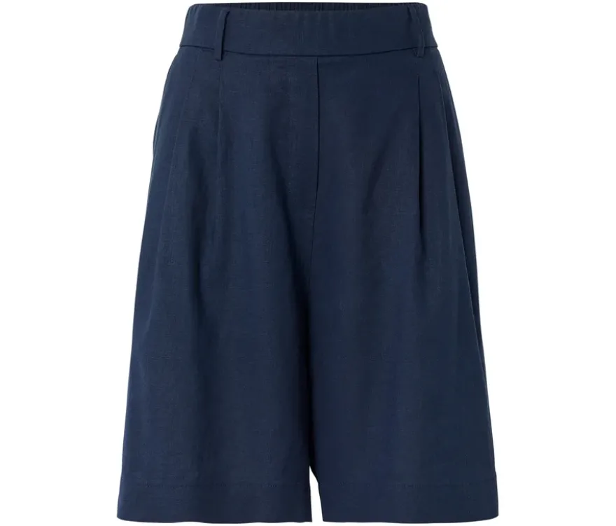 Leinen-Bermuda-Shorts, dunkelblau