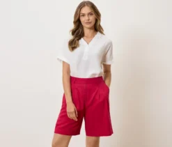 Leinen-Bermuda-Shorts, rot