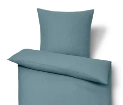 Leinen-Bettwäsche, blau, Normalgröße