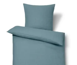 Leinen-Bettwäsche, blau, Normalgröße