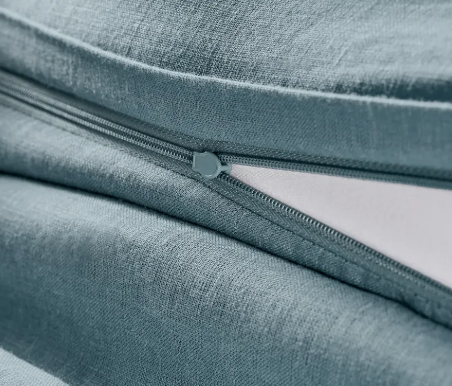 Leinen-Bettwäsche, blau, Normalgröße