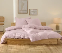 Leinen-Bettwäsche, Normalgröße, rosé