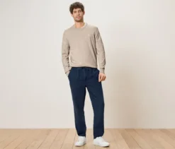 Leinen-Chino, navy