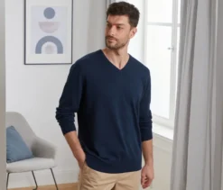 Leinen-Pullover, navy