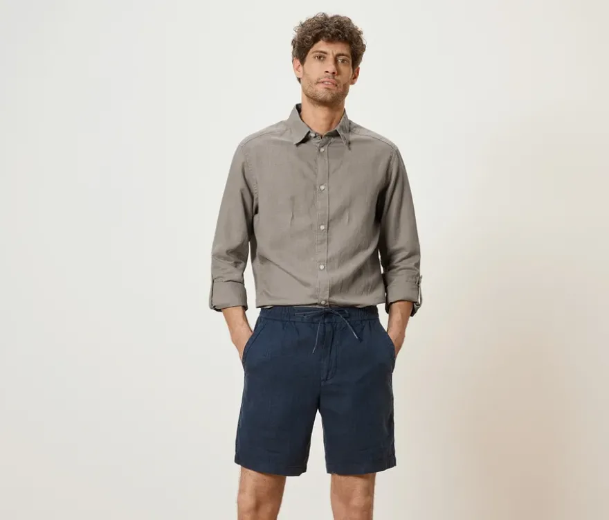 Leinen-Shorts, navy