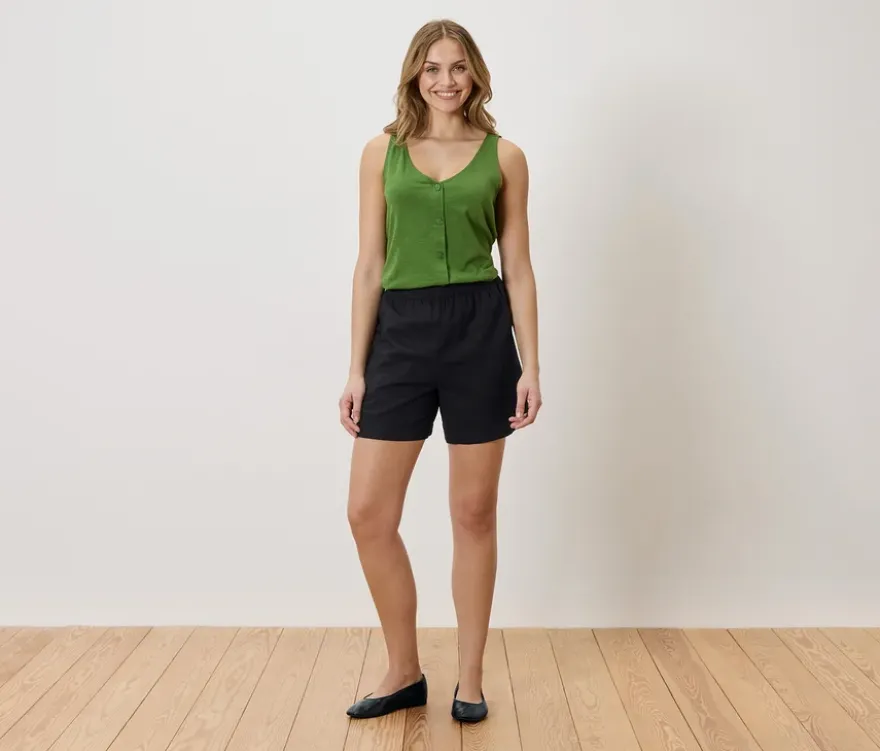 Leinenshorts, schwarz