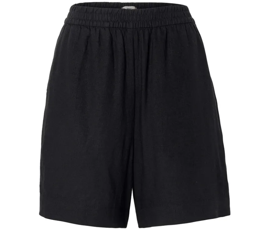 Leinenshorts, schwarz