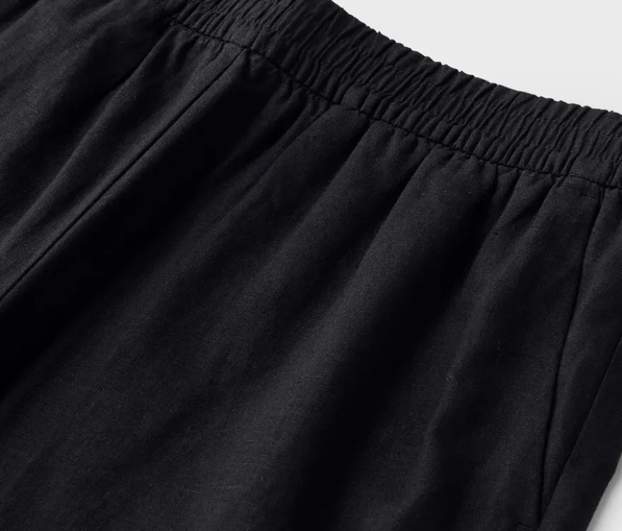 Leinenshorts, schwarz