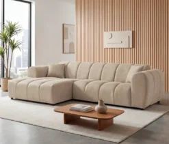 Longchair links mit Sofa 2-Sitzer rechts »Loftwave«, beige