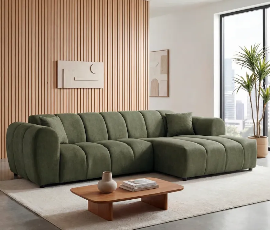 Longchair rechts mit Sofa 2-Sitzer links »Loftwave«, grün