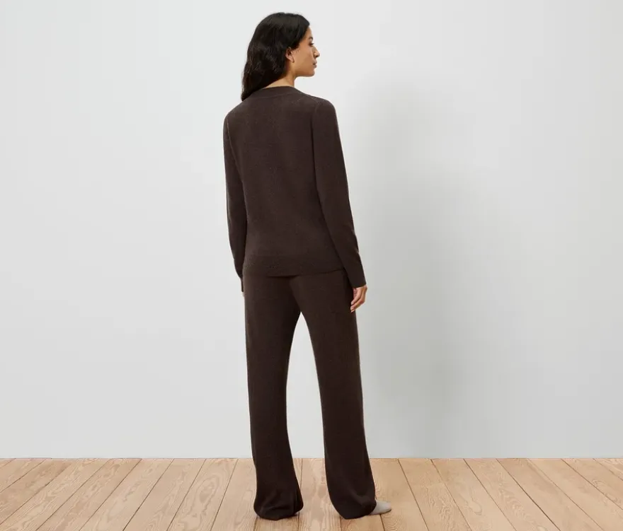 Loungewearhose mit Wolle und Kaschmir, dunkelbraun