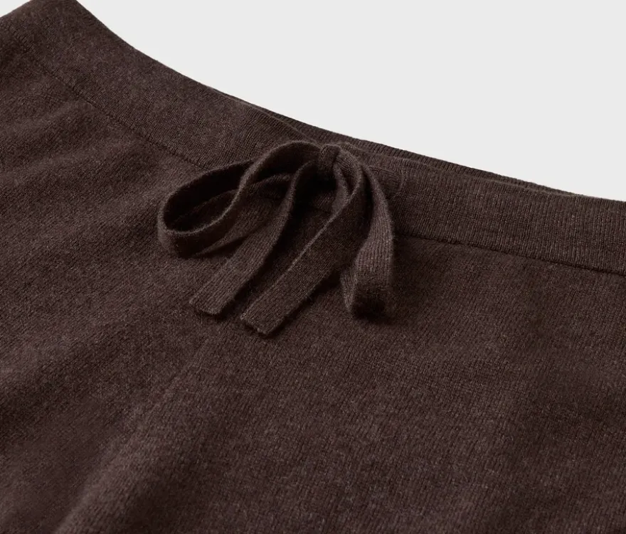 Loungewearhose mit Wolle und Kaschmir, dunkelbraun