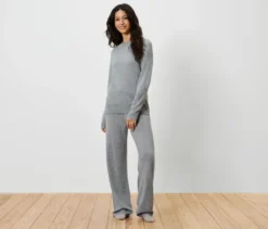 Loungewearhose mit Wolle und Kaschmir, grau