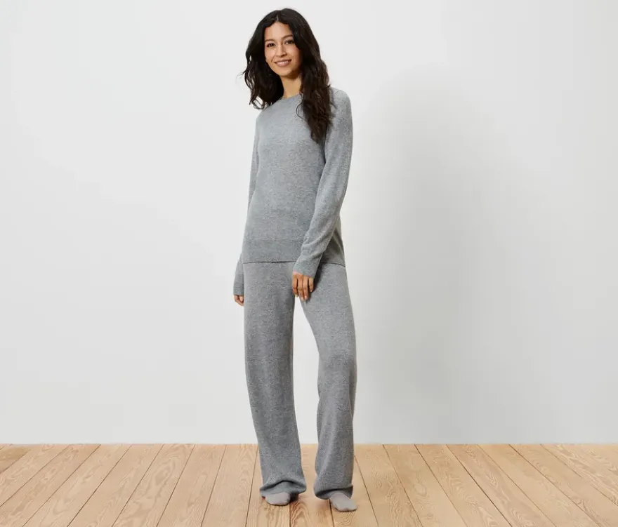 Loungewearhose mit Wolle und Kaschmir, grau