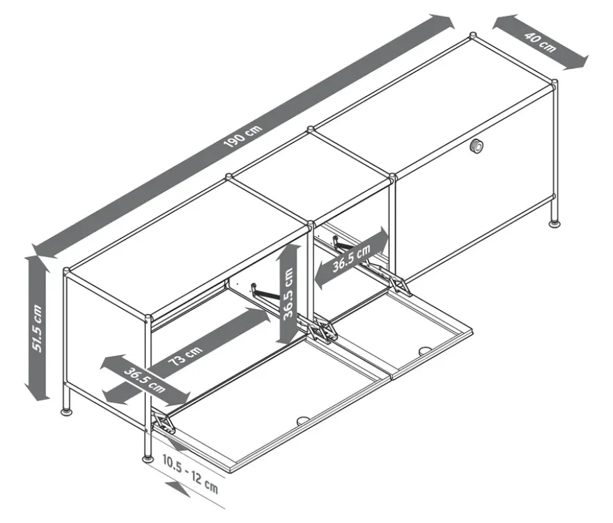 Lowboard »CN3« mit 3 Klappen, schwarz