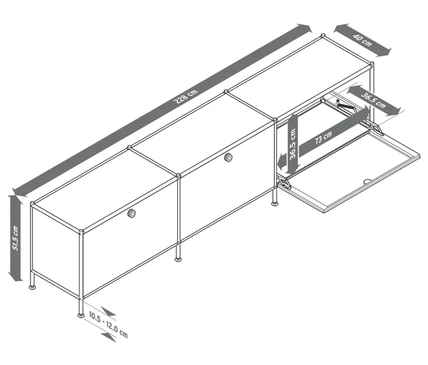 Lowboard Metall »CN3« mit 3 Klappenfächern, weiß