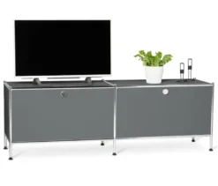 Lowboard Metall »CN3« mit Klappenfächern, grau