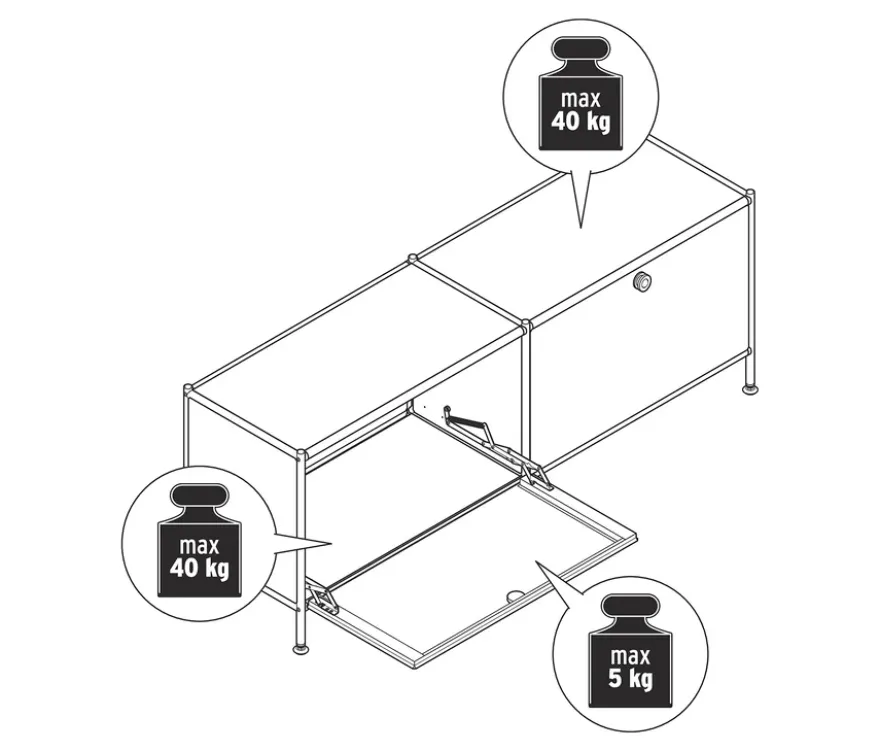 Lowboard Metall »CN3« mit Klappenfächern, grau