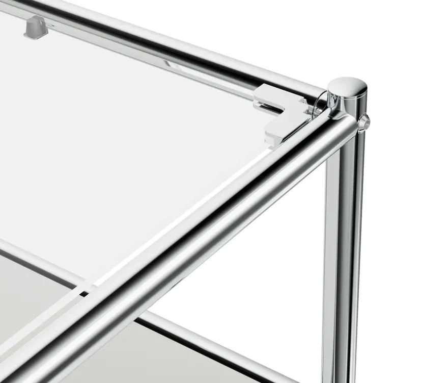 Lowboard Metall »CN3« mit Klappenfach und Glasplatte, weiß