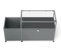 Lowboard Metall »CN3« mit Klappenfach und Glasplatte, grau