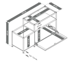Lowboard Metall »CN3« mit Klappenfach und Glasplatte, grau