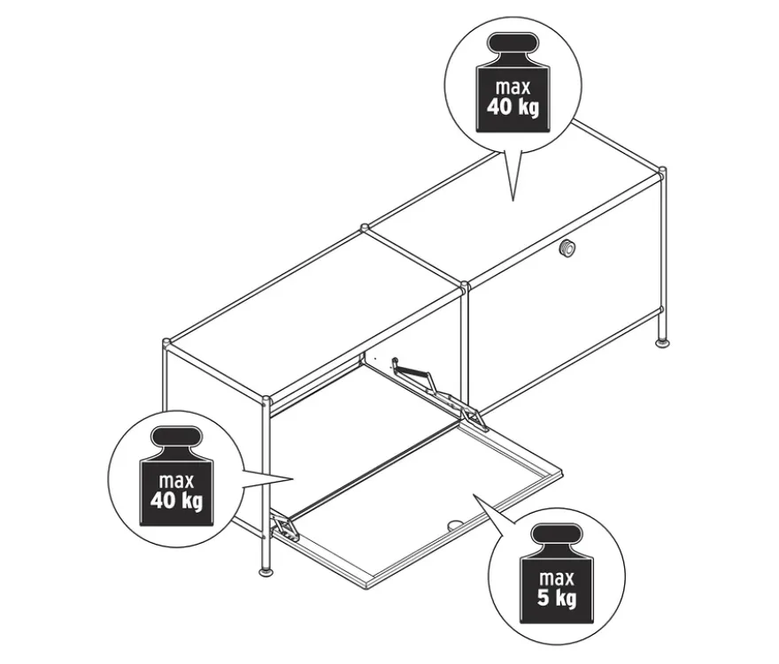 Lowboard Metall »CN3« mit 2 Klappenfächern, grün
