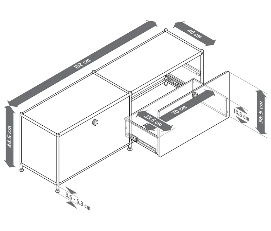 Lowboard Metall »CN3« mit Schubladen