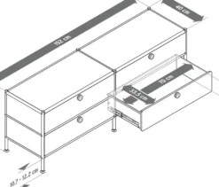Lowboard Metall »CN3« mit 4 Schubladen, grau
