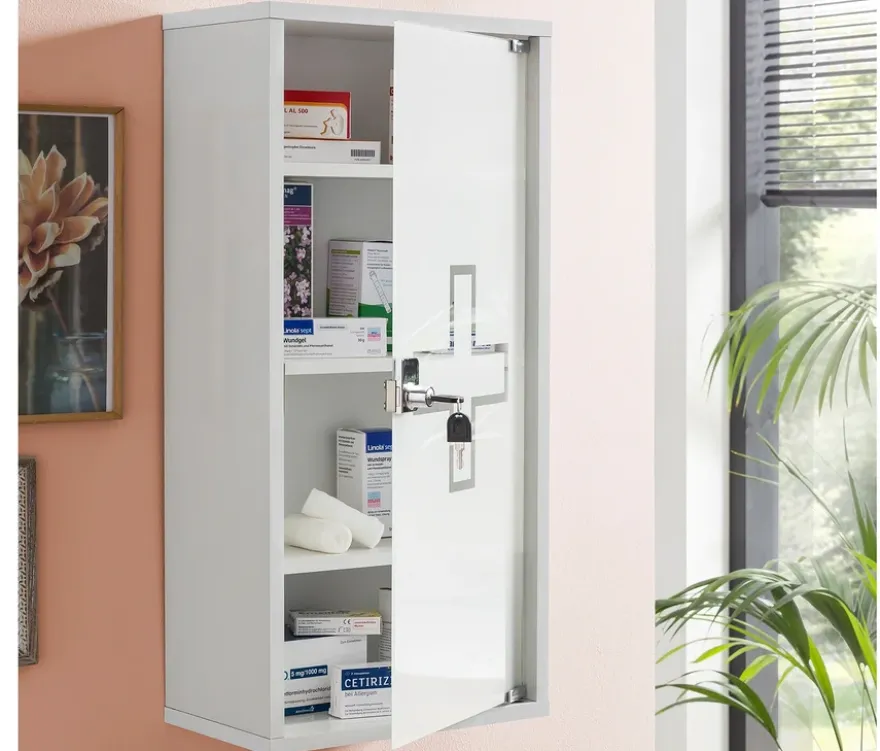 Medikamentenschrank, 1-türig, weiß