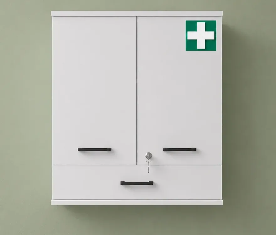 Medizinschrank »Galeno«, 2-türig, 1 Schublade, matt weiß
