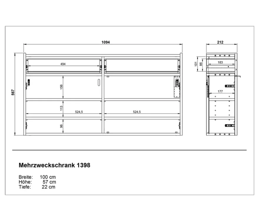 Mehrzweckschrank »Ameca« breit, Eiche/kaschmir