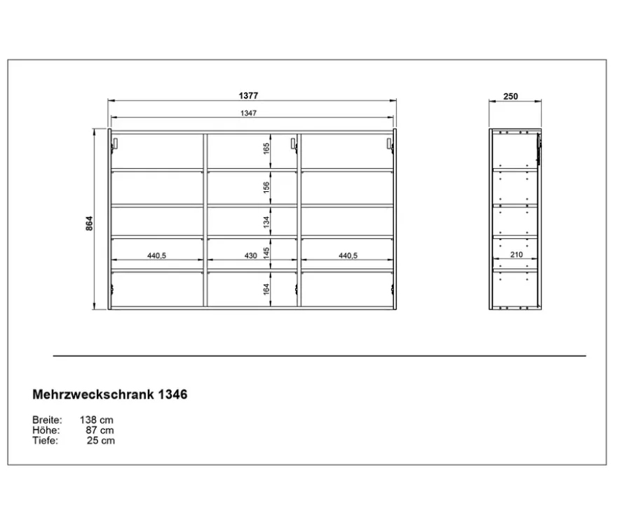 Mehrzweckschrank »Libbiano«, weiß/eiche, ca. 87 cm