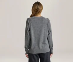 Merino-Cardigan, grau meliert