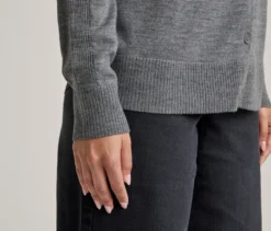 Merino-Cardigan, grau meliert