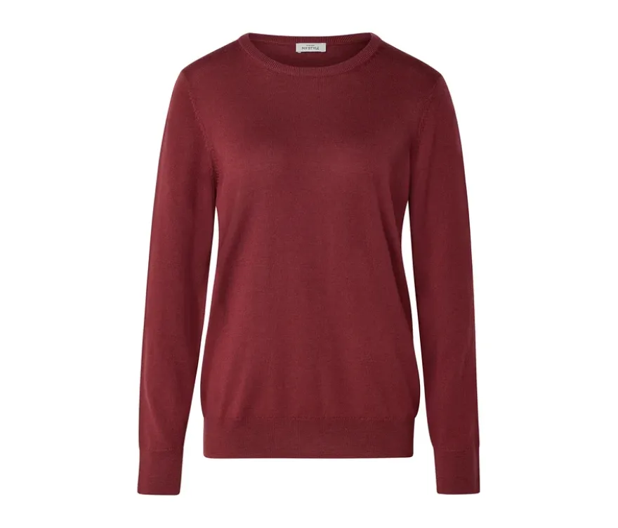 Merino-Feinstrickpullover, dunkelrot