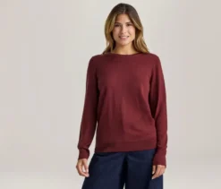 Merino-Feinstrickpullover, dunkelrot