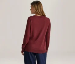 Merino-Feinstrickpullover, dunkelrot