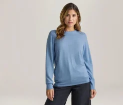 Merino-Feinstrickpullover, hellblau