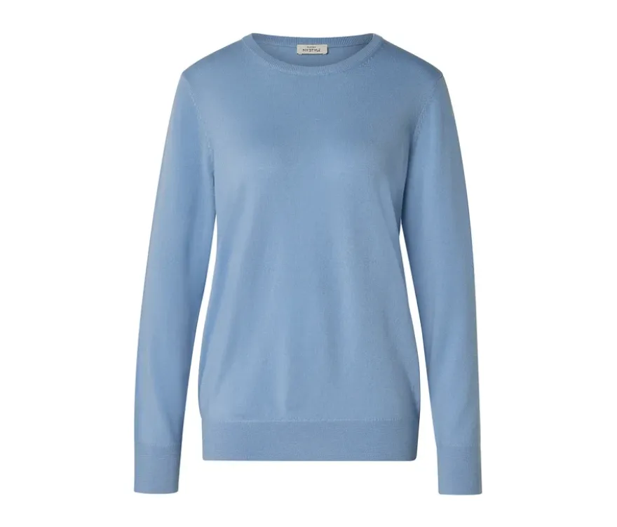 Merino-Feinstrickpullover, hellblau