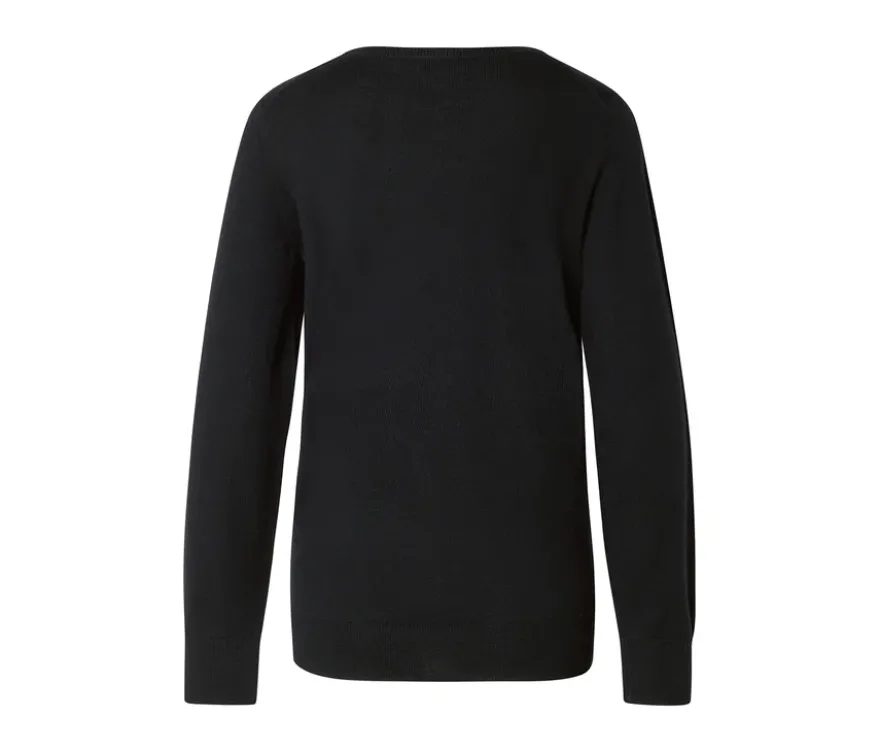 Merino-Feinstrickpullover, schwarz