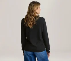 Merino-Feinstrickpullover, schwarz