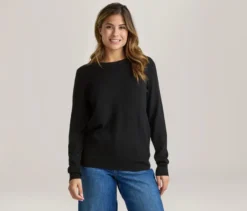 Merino-Feinstrickpullover, schwarz