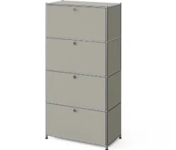 Metall-Highboard »CN3« mit 4 Klappenfächern, hellgrau