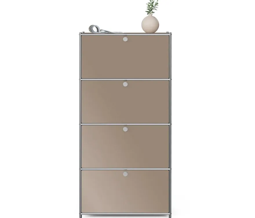 Metall-Highboard »CN3« mit 4 Klappenfächern, taupe